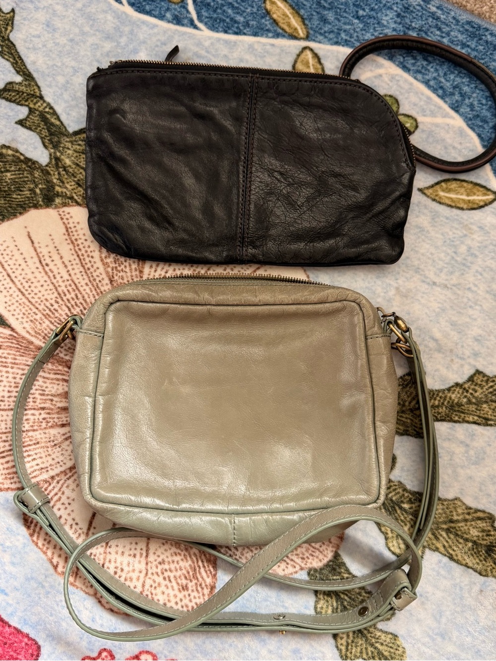 HOBO Set of 2 bags! Sage green crossbody & Black Wristlet